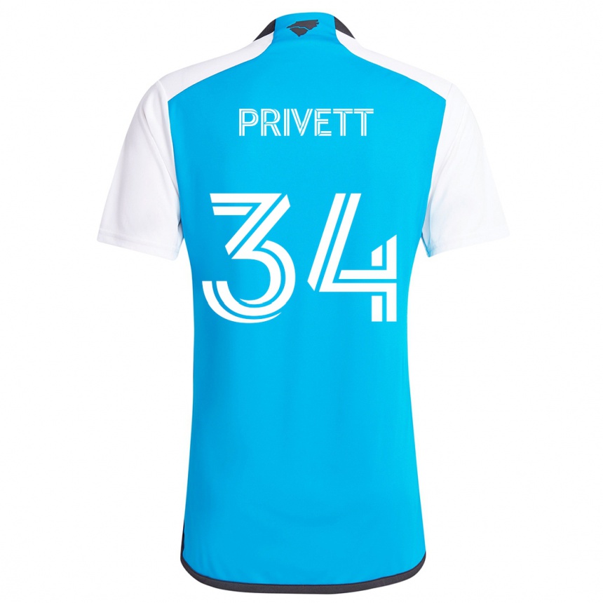 Women Football Andrew Privett #34 Blue White Home Jersey 2024/25 T-Shirt Nz