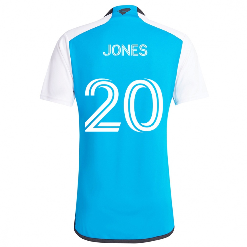 Women Football Derrick Jones #20 Blue White Home Jersey 2024/25 T-Shirt Nz