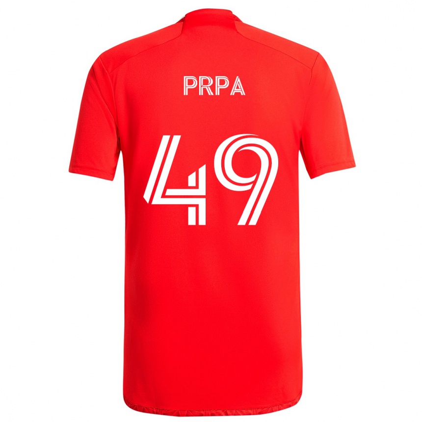 Women Football Luka Prpa #49 Red White Home Jersey 2024/25 T-Shirt Nz