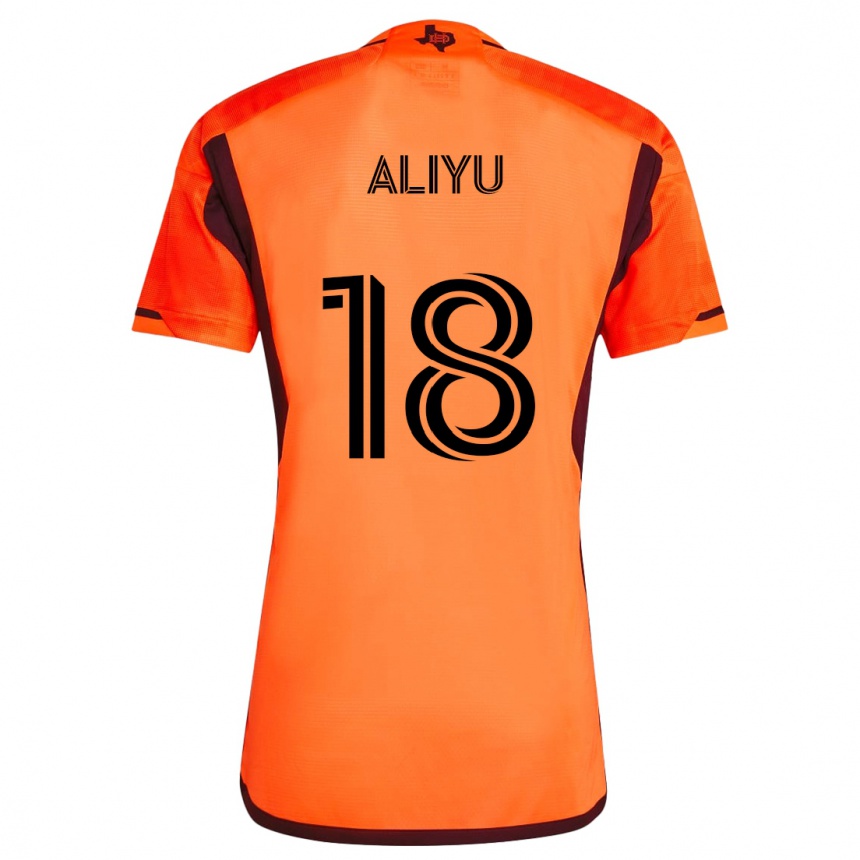 Women Football Ibrahim Aliyu #18 Orange Black Home Jersey 2024/25 T-Shirt Nz