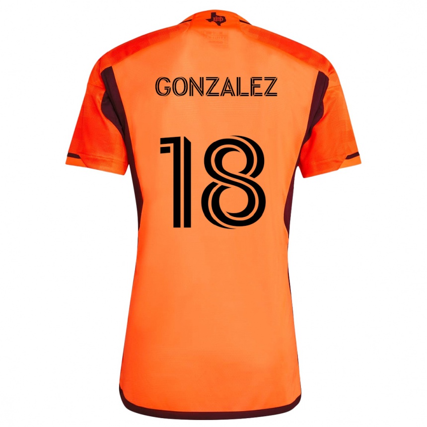 Women Football Diego Gonzalez #18 Orange Black Home Jersey 2024/25 T-Shirt Nz