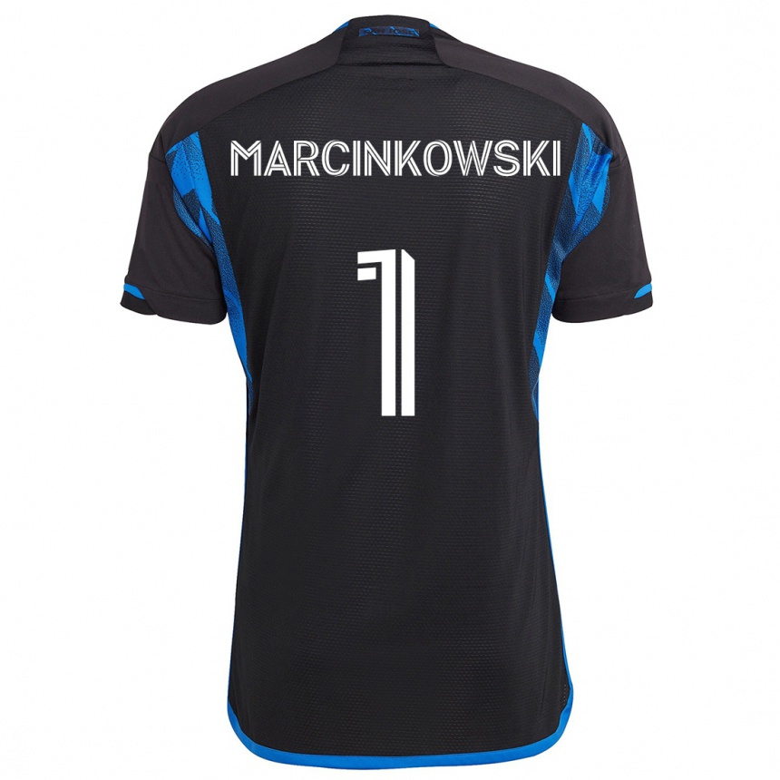 Women Football Jt Marcinkowski #1 Blue Black Home Jersey 2024/25 T-Shirt Nz