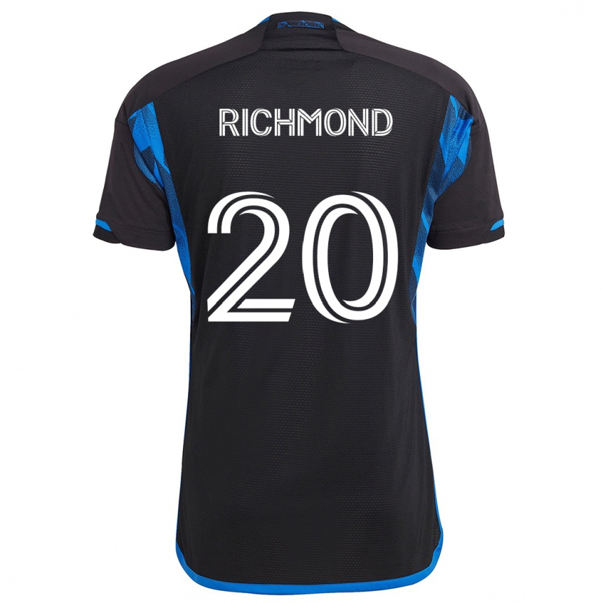 Women Football Will Richmond #20 Blue Black Home Jersey 2024/25 T-Shirt Nz