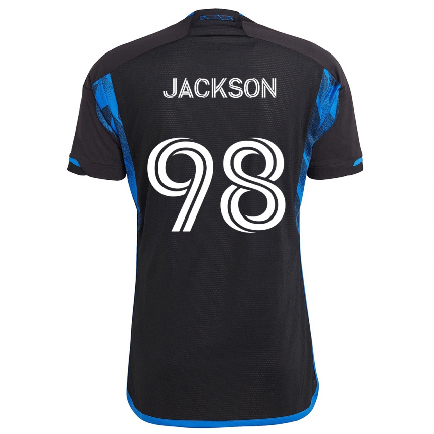 Women Football Jacob Jackson #98 Blue Black Home Jersey 2024/25 T-Shirt Nz