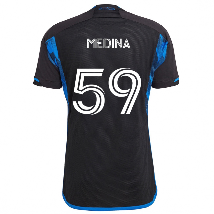 Women Football Cruz Medina #59 Blue Black Home Jersey 2024/25 T-Shirt Nz