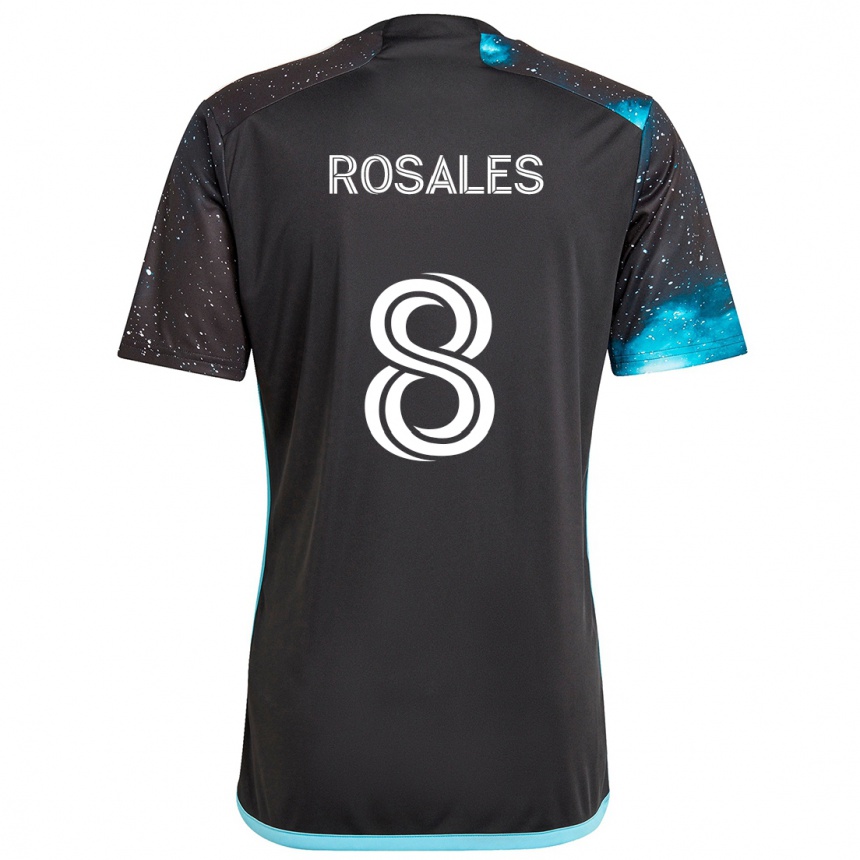 Women Football Joseph Rosales #8 Black Blue Home Jersey 2024/25 T-Shirt Nz