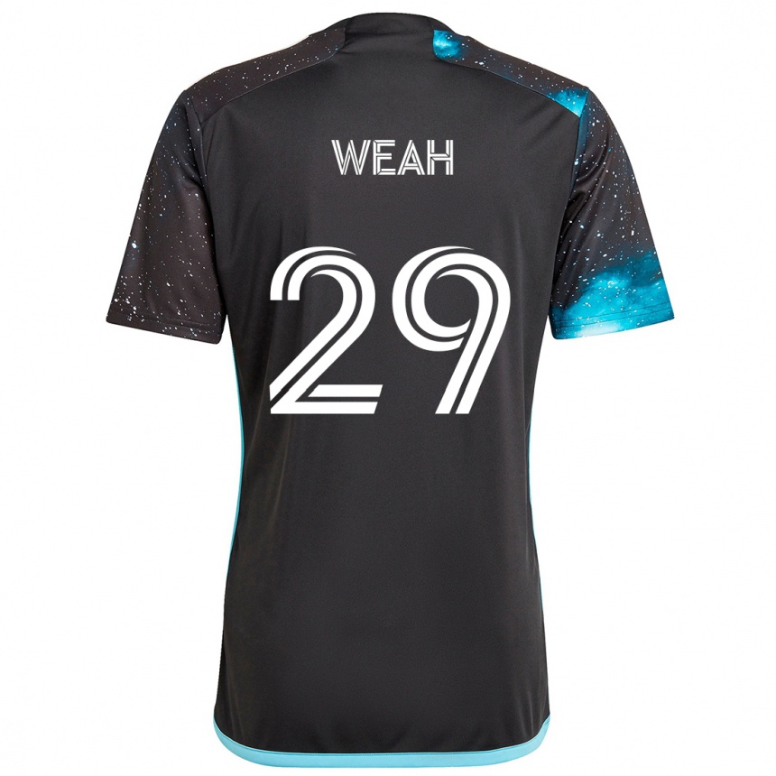 Women Football Patrick Weah #29 Black Blue Home Jersey 2024/25 T-Shirt Nz