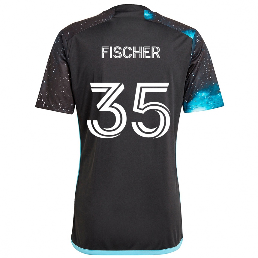 Women Football Britton Fischer #35 Black Blue Home Jersey 2024/25 T-Shirt Nz