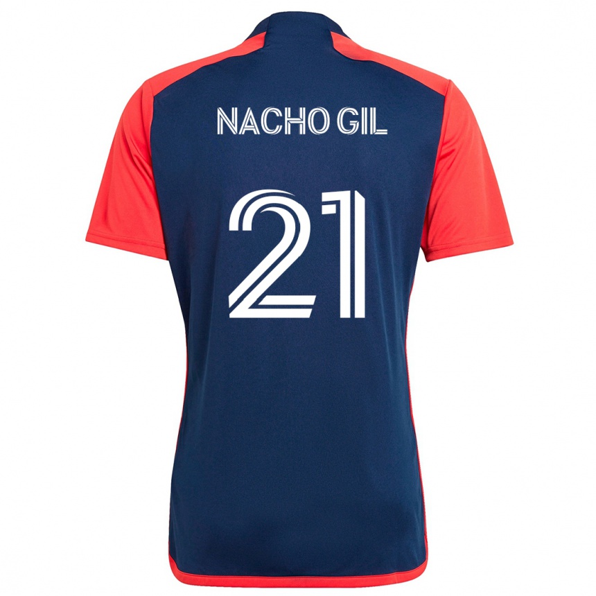 Women Football Nacho Gil #21 Blue Red Home Jersey 2024/25 T-Shirt Nz