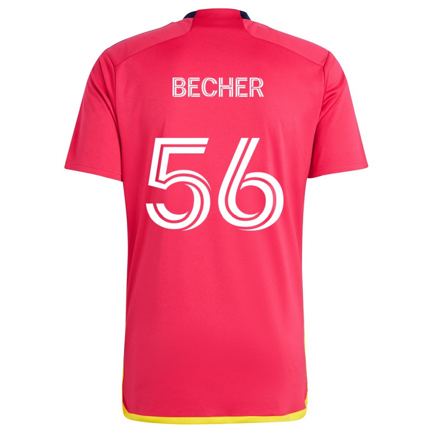 Women Football Ryan Becher #56 Red Blue Home Jersey 2024/25 T-Shirt Nz