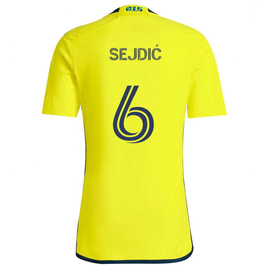 Women Football Amar Sejdić #6 Yellow Blue Home Jersey 2024/25 T-Shirt Nz