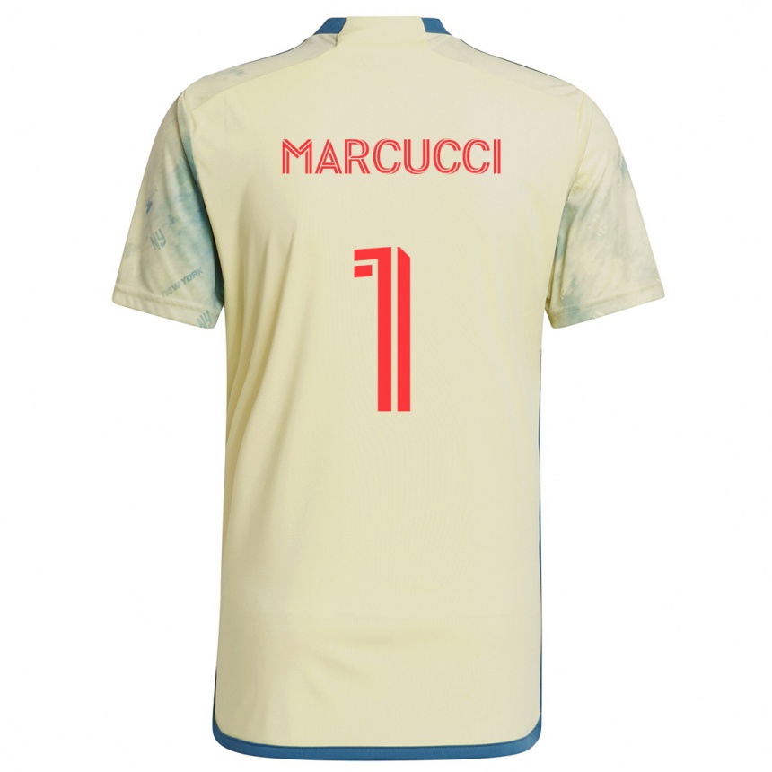 Women Football Aj Marcucci #1 Yellow Red Blue Home Jersey 2024/25 T-Shirt Nz