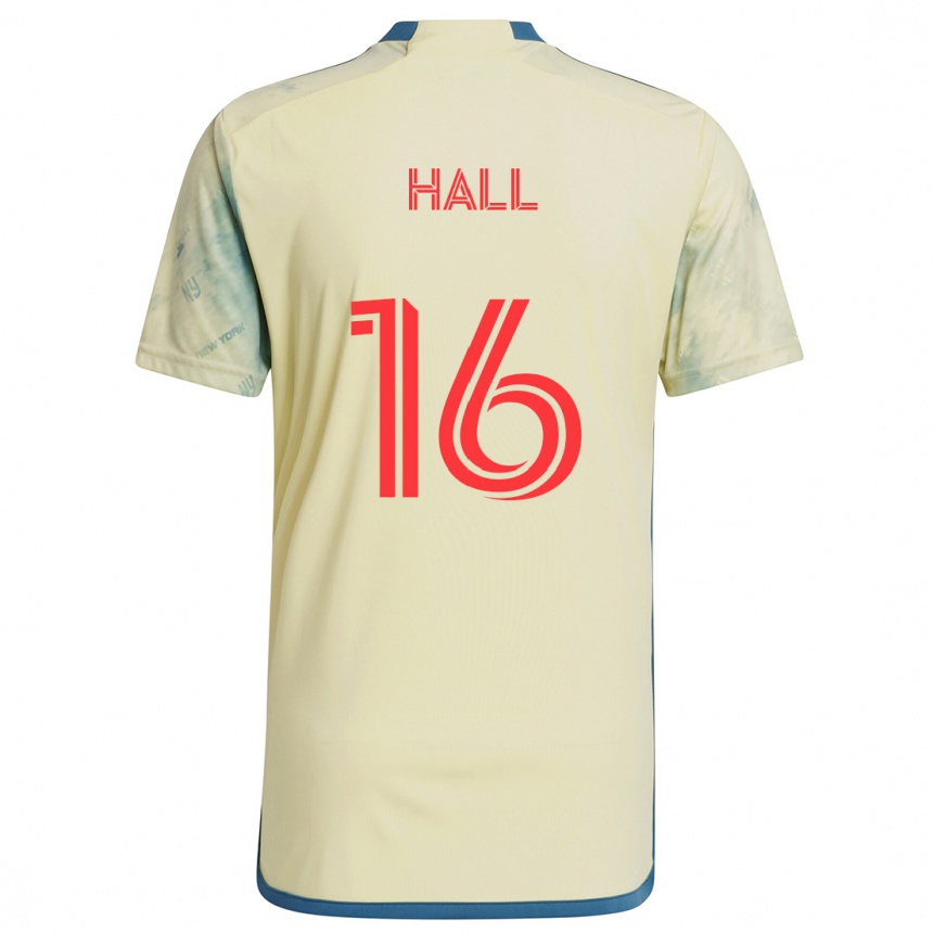 Women Football Julian Hall #16 Yellow Red Blue Home Jersey 2024/25 T-Shirt Nz