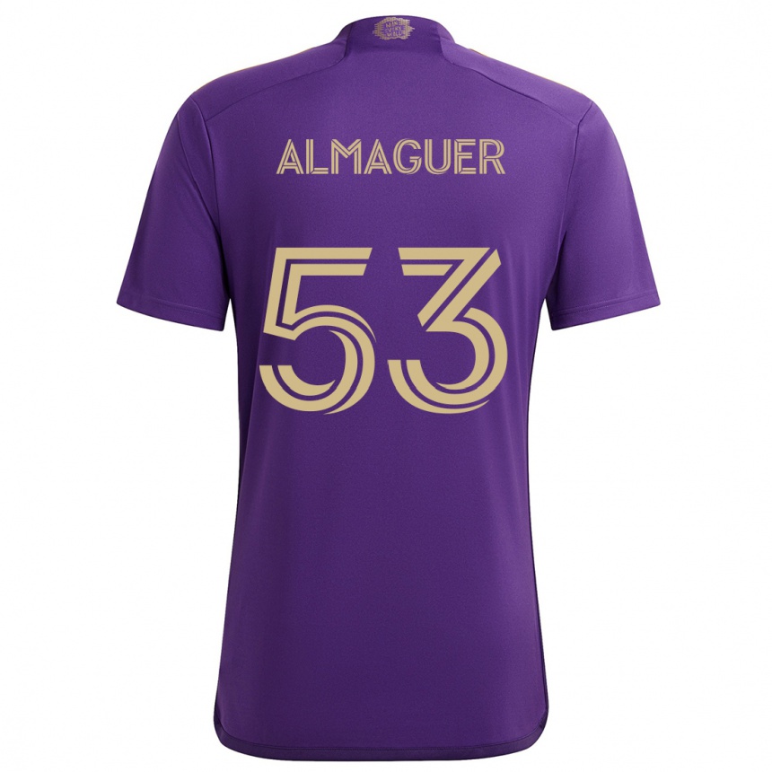 Women Football Jorge Almaguer #53 Purple Yellow Home Jersey 2024/25 T-Shirt Nz