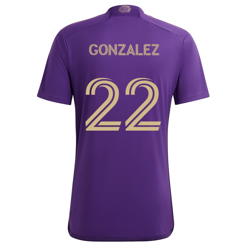 Women Football Gastón González #22 Purple Yellow Home Jersey 2024/25 T-Shirt Nz