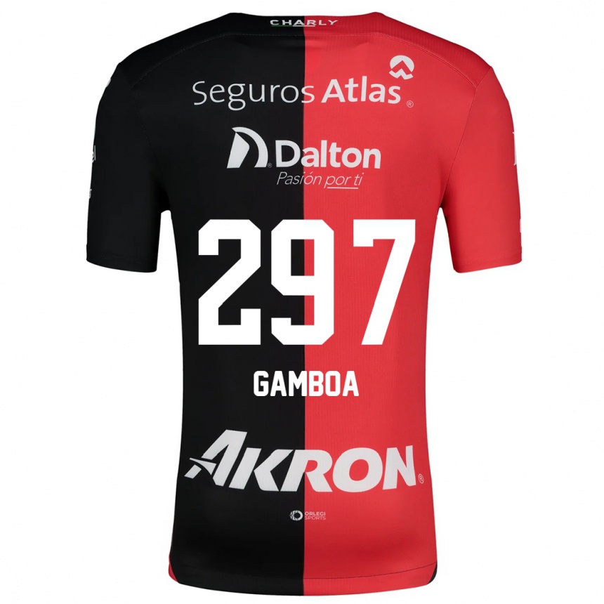 Women Football Luis Gamboa #297 Red Black Home Jersey 2024/25 T-Shirt Nz