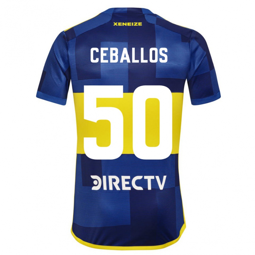 Women Football Julián Ceballos #50 Blue Yellow Home Jersey 2024/25 T-Shirt Nz