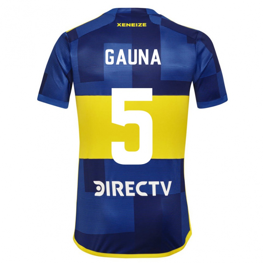 Women Football Santiago Gauna #5 Blue Yellow Home Jersey 2024/25 T-Shirt Nz