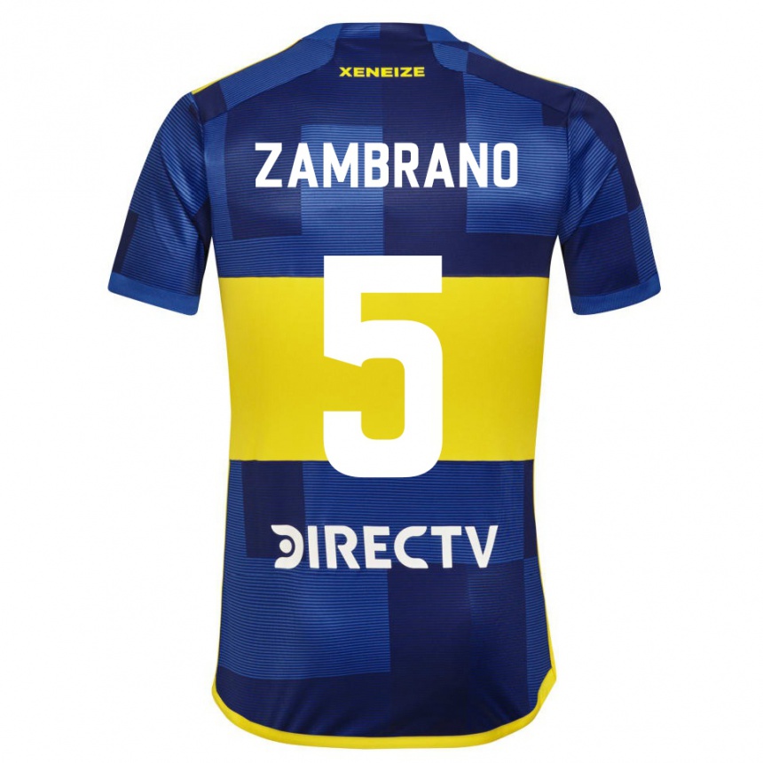 Women Football Carlos Zambrano #5 Blue Yellow Home Jersey 2024/25 T-Shirt Nz