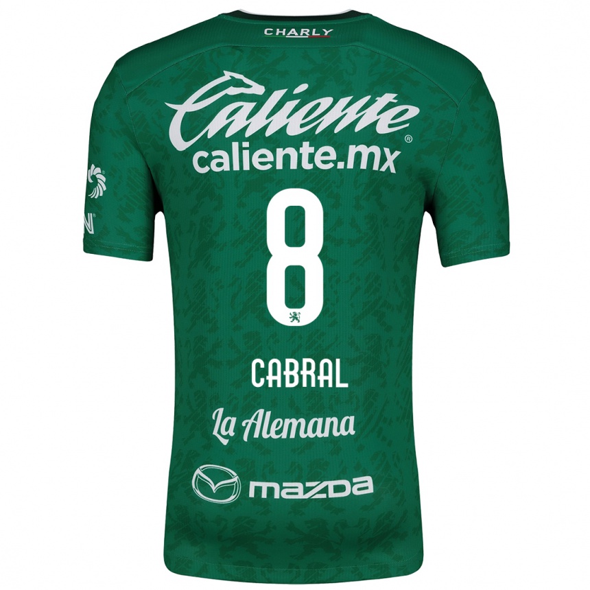 Women Football Luciano Cabral #8 Green White Home Jersey 2024/25 T-Shirt Nz