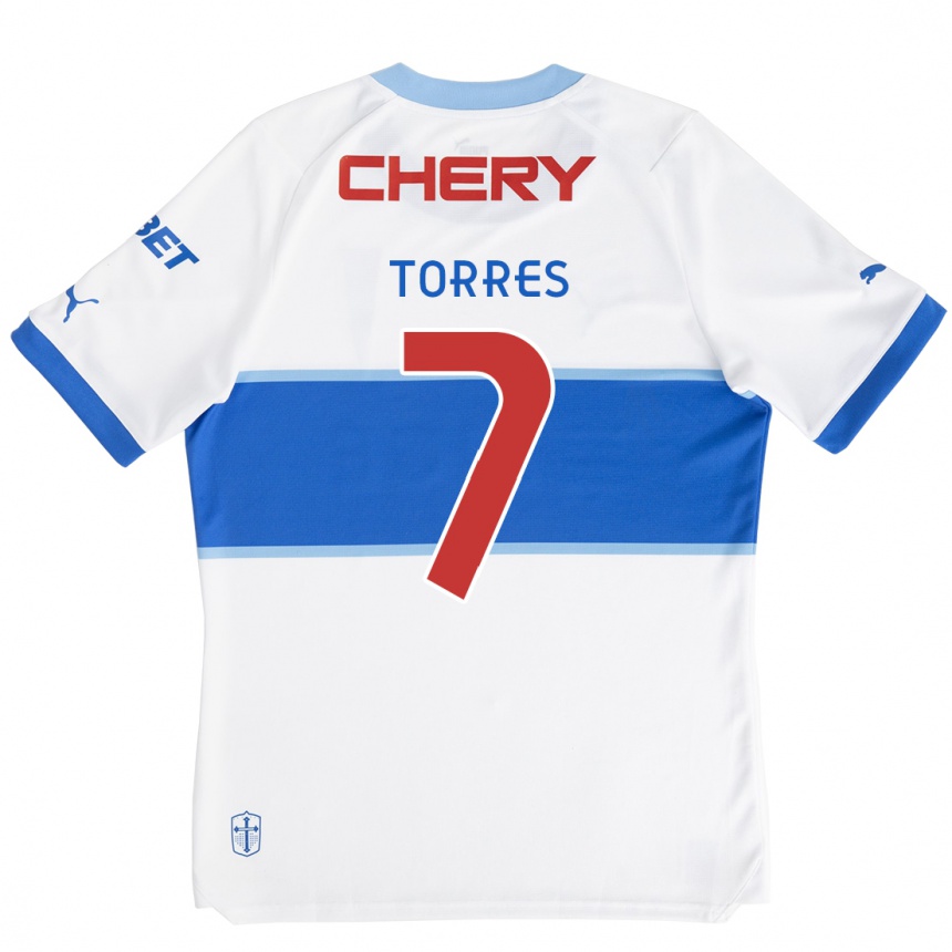 Women Football Joaquín Torres #7 White Blue Home Jersey 2024/25 T-Shirt Nz