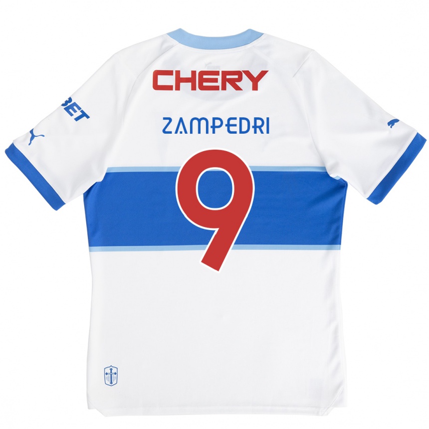 Women Football Fernando Zampedri #9 White Blue Home Jersey 2024/25 T-Shirt Nz