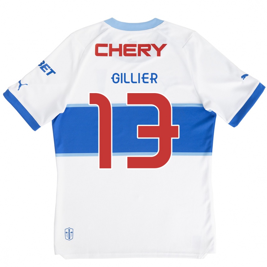 Women Football Thomas Gillier #13 White Blue Home Jersey 2024/25 T-Shirt Nz