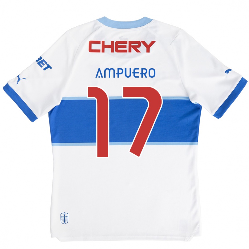 Women Football Branco Ampuero #17 White Blue Home Jersey 2024/25 T-Shirt Nz