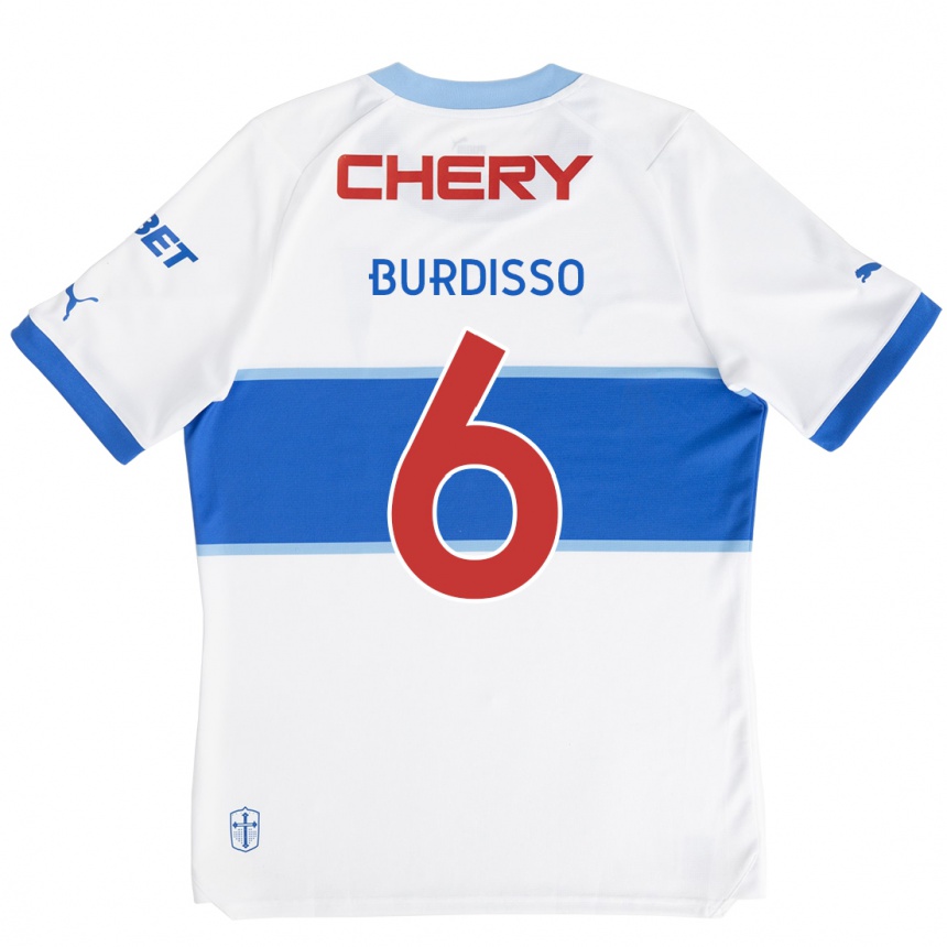 Women Football Guillermo Burdisso #6 White Blue Home Jersey 2024/25 T-Shirt Nz