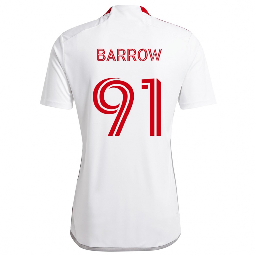 Women Football Dékwon Barrow #91 White Red Away Jersey 2024/25 T-Shirt Nz