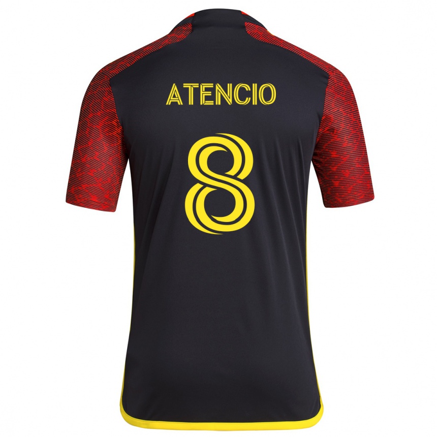 Women Football Josh Atencio #8 Red Black Away Jersey 2024/25 T-Shirt Nz