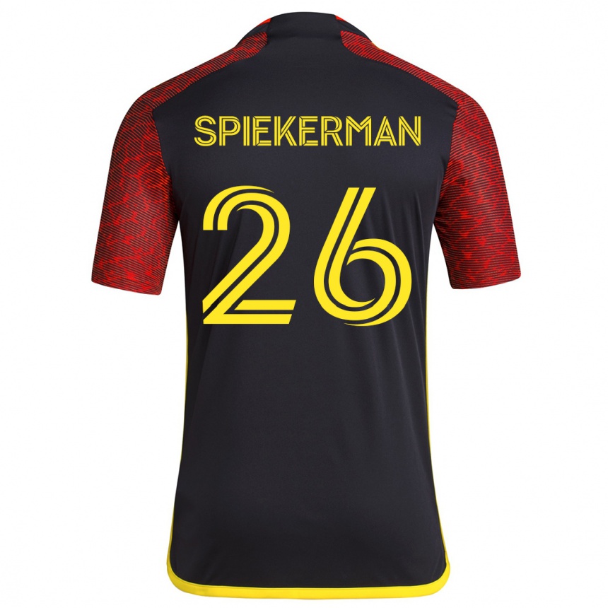 Women Football Stephanie Spiekerman #26 Red Black Away Jersey 2024/25 T-Shirt Nz