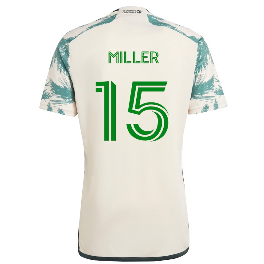 Women Football Eric Miller #15 Beige Brown Away Jersey 2024/25 T-Shirt Nz