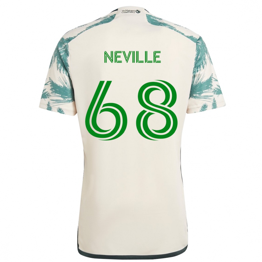 Women Football Harvey Neville #68 Beige Brown Away Jersey 2024/25 T-Shirt Nz