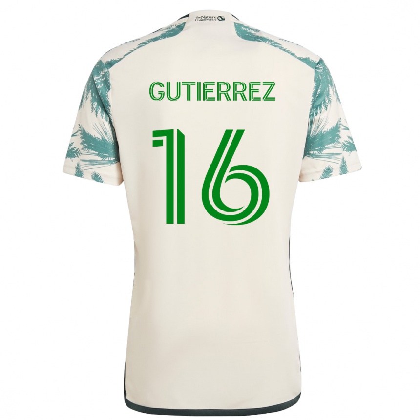 Women Football Diego Gutiérrez #16 Beige Brown Away Jersey 2024/25 T-Shirt Nz