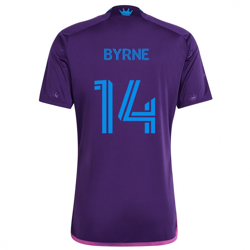 Women Football Nathan Byrne #14 Purple Blue Away Jersey 2024/25 T-Shirt Nz