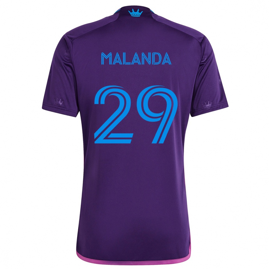 Women Football Adilson Malanda #29 Purple Blue Away Jersey 2024/25 T-Shirt Nz