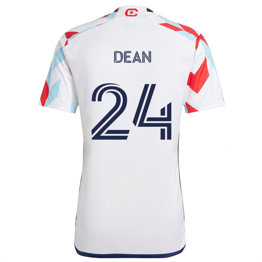 Women Football Jonathan Dean #24 White Red Blue Away Jersey 2024/25 T-Shirt Nz