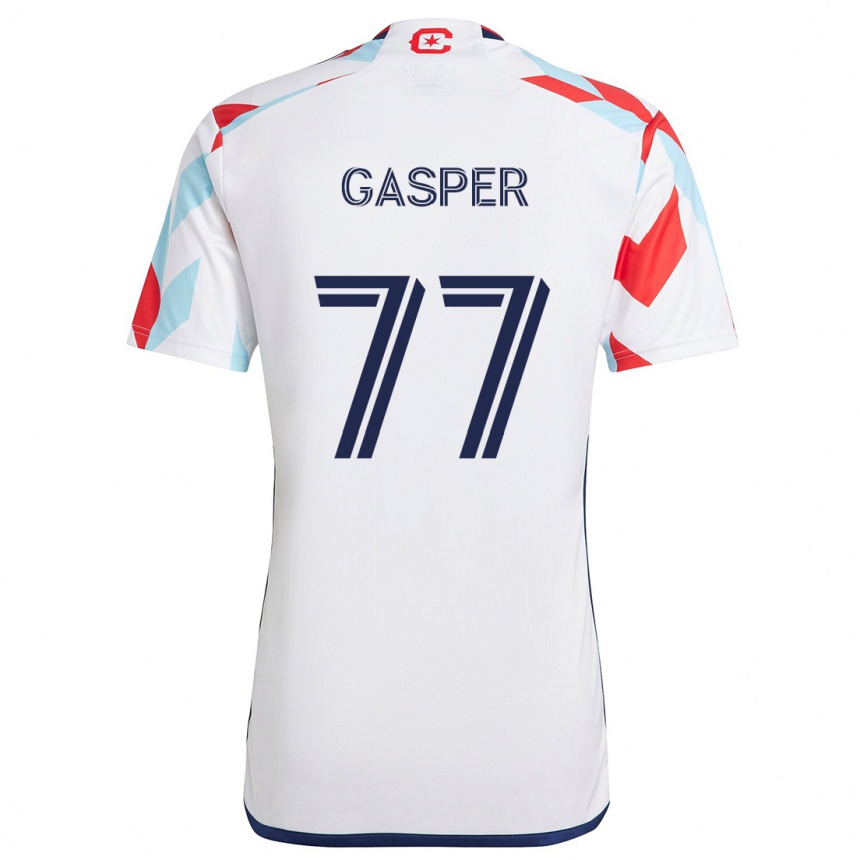 Women Football Chase Gasper #77 White Red Blue Away Jersey 2024/25 T-Shirt Nz