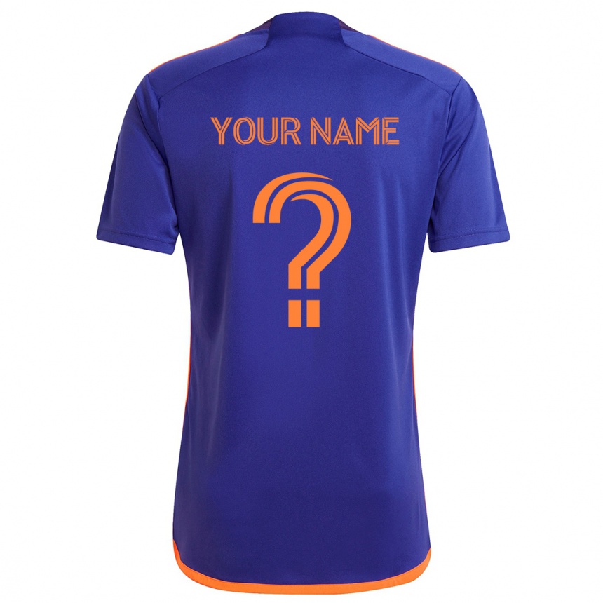 Women Football Your Name #0 Purple Orange Away Jersey 2024/25 T-Shirt Nz