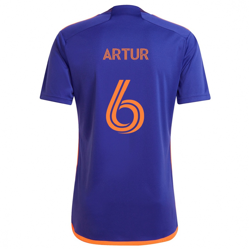 Women Football Artur #6 Purple Orange Away Jersey 2024/25 T-Shirt Nz