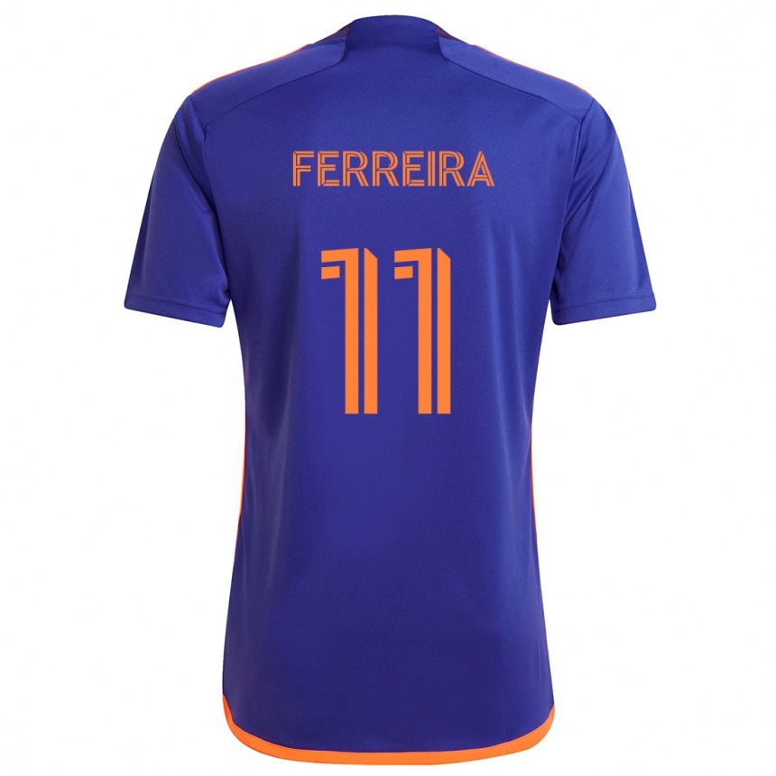 Women Football Sebastián Ferreira #11 Purple Orange Away Jersey 2024/25 T-Shirt Nz