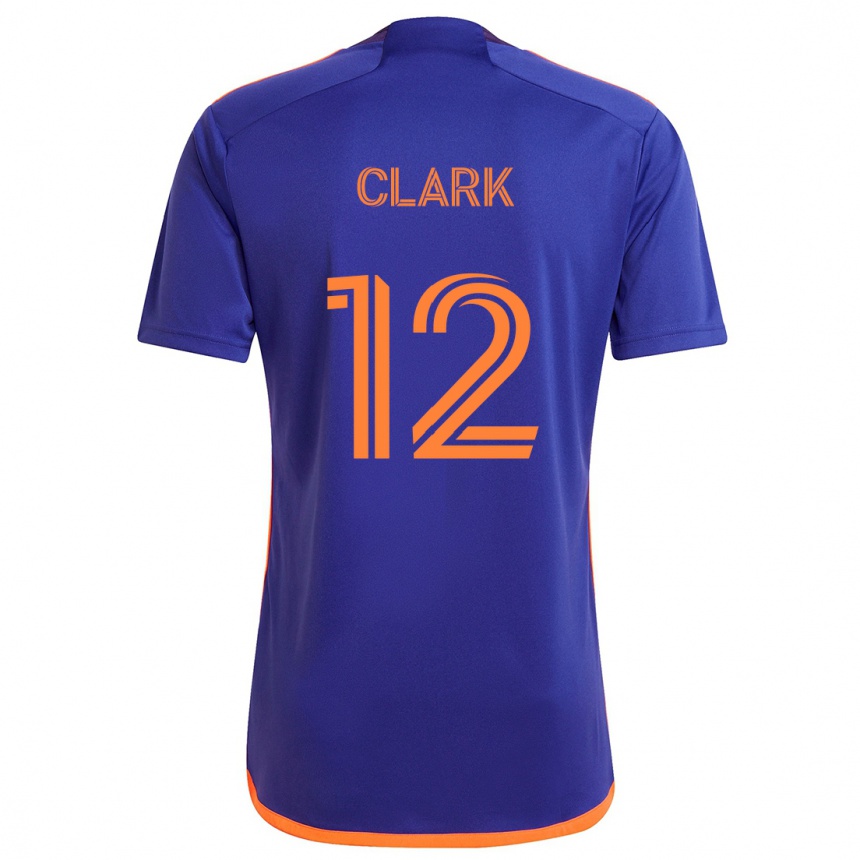 Women Football Steve Clark #12 Purple Orange Away Jersey 2024/25 T-Shirt Nz