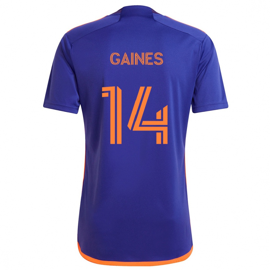 Women Football Mckinze Gaines #14 Purple Orange Away Jersey 2024/25 T-Shirt Nz