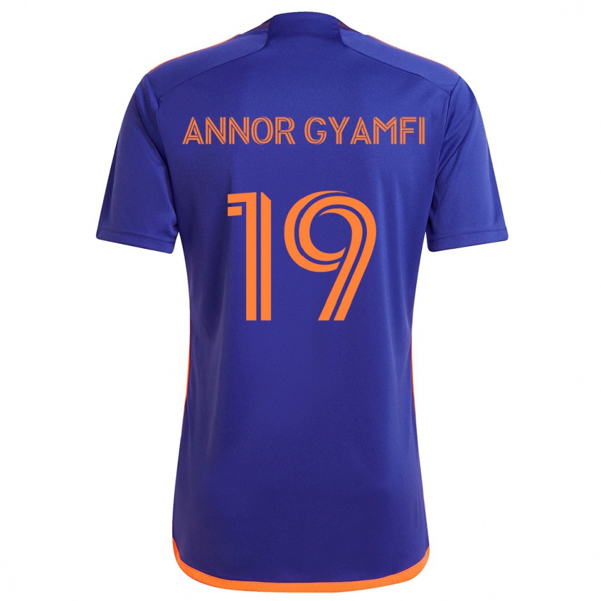 Women Football Stephen Annor Gyamfi #19 Purple Orange Away Jersey 2024/25 T-Shirt Nz