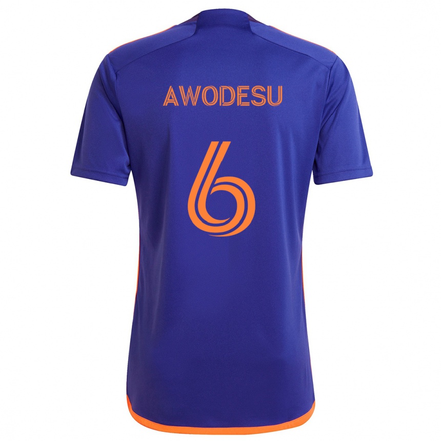 Women Football Femi Awodesu #6 Purple Orange Away Jersey 2024/25 T-Shirt Nz