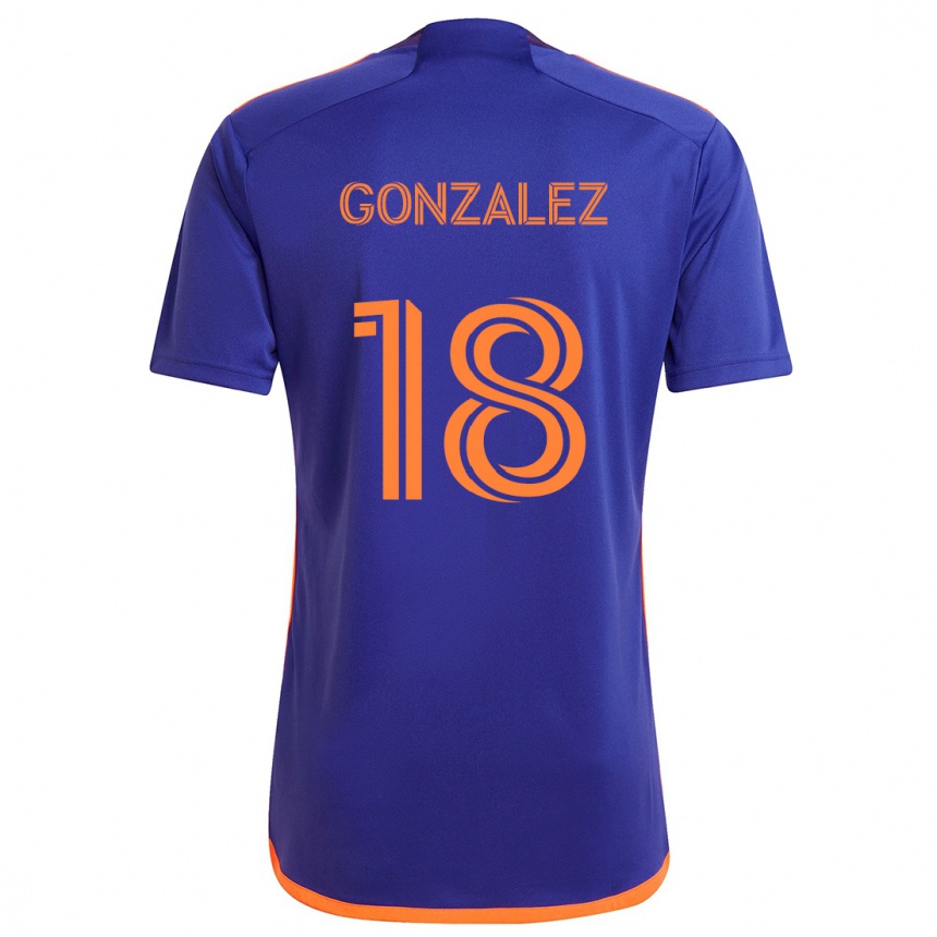 Women Football Diego Gonzalez #18 Purple Orange Away Jersey 2024/25 T-Shirt Nz