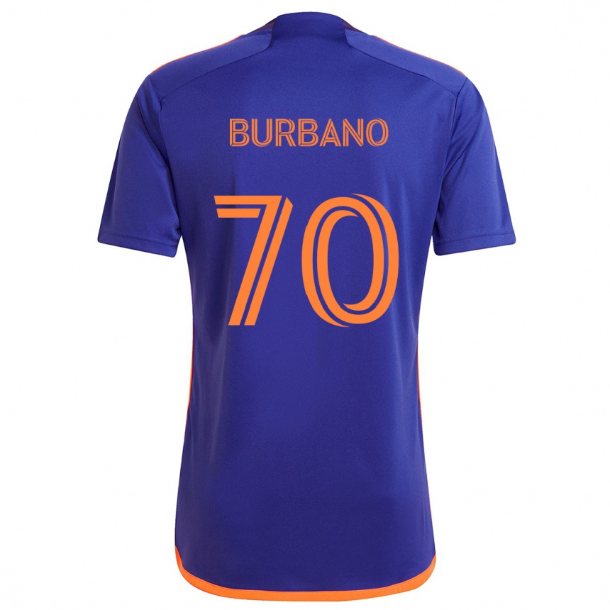 Women Football Jordy Burbano #70 Purple Orange Away Jersey 2024/25 T-Shirt Nz