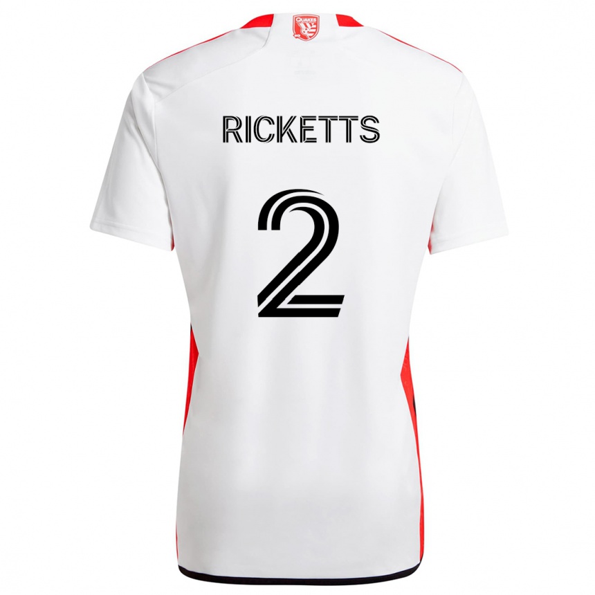 Women Football Jamar Ricketts #2 White Red Away Jersey 2024/25 T-Shirt Nz