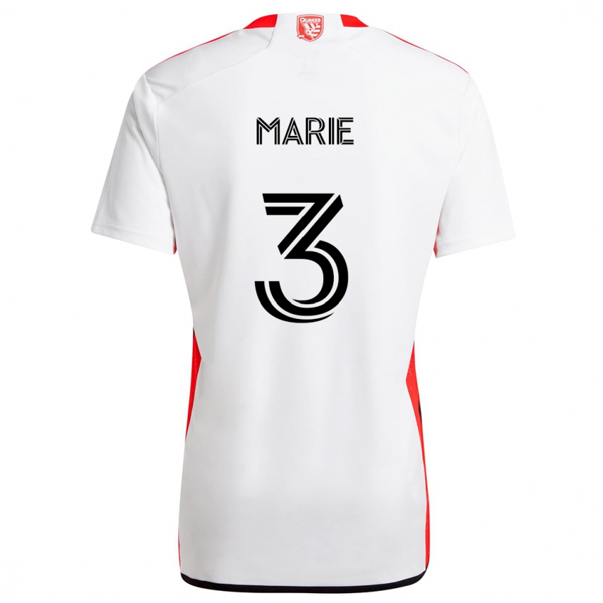 Women Football Paul Marie #3 White Red Away Jersey 2024/25 T-Shirt Nz